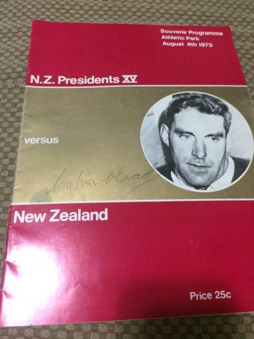 New Zealand Presidents XV vs New Zealand signed by Colin Meads