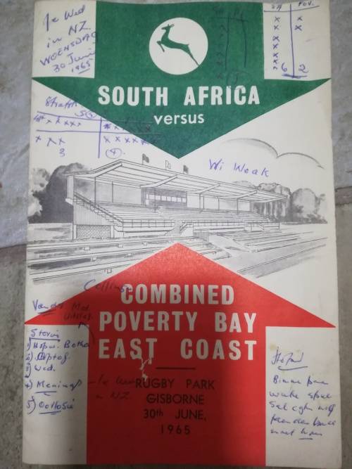 South Africa vs Combined Poverty Bay East Coast 30 June 1965