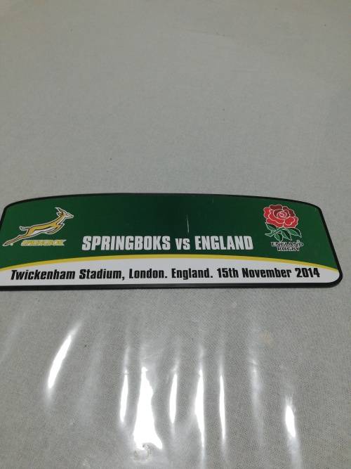 Springboks vs England 15.11.2014 Changeroom Plate