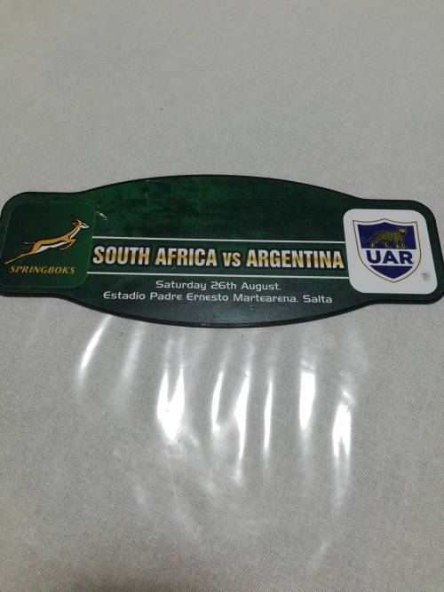 Springboks vs Argentina 26 August Changeroom Plate