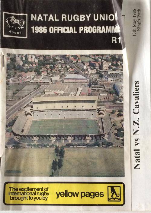 Natal vs NZ Cavaliers 13 May 1986 programme!!
