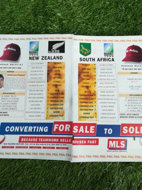 RWC 1995 Final program,no cover,pages loose