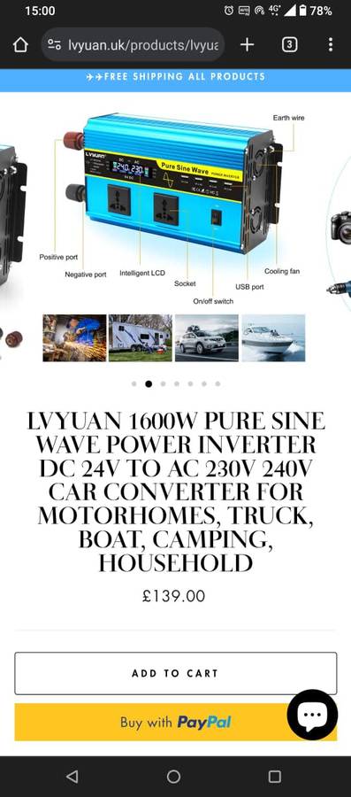 LVYUAN Pure Sine Wave Inverter 1600 Watts Inverter 24V to 110V DC to AC with Remote Controller