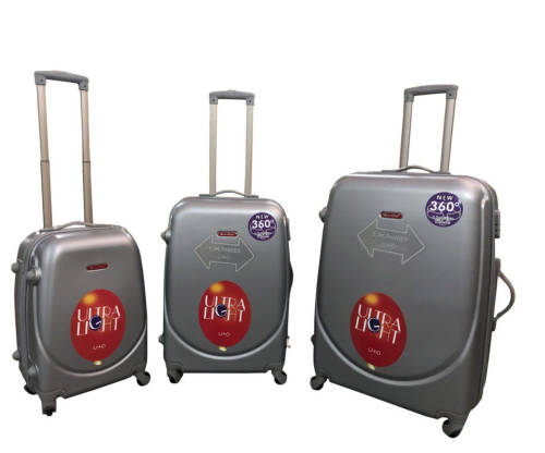 3 Piece Lightweight Luggage Set - Silver NEW