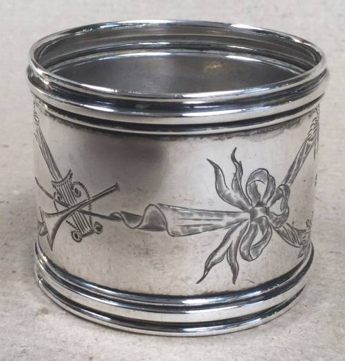 1911 Chester silver napkin ring with brightcut design