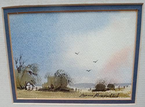 Lorna Panzenböck watercolour framed under glass...painting 133x90mm ....frame 282x241mm