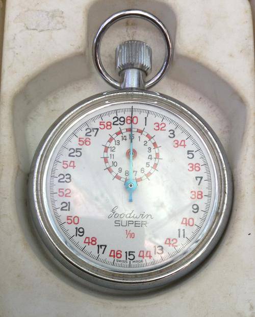 Goodwin Super 1/10th Stopwatch...Swiss Made...excellent condition, needs no battery!