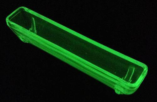 Uranium Glass Log Vase....200mm length