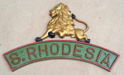 Southern Rhodesia metallic plaque / badge......postage R23.00