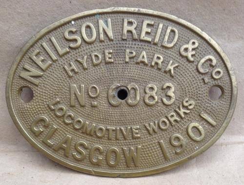 Faux plate....Neilson Reid & Co.....Glascow 1901......Hyde Park Locomotive Works....postage R23.00