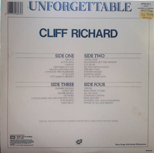 Cliff Richard - Unforgettable 30 Smash Hits Vinyl / LP