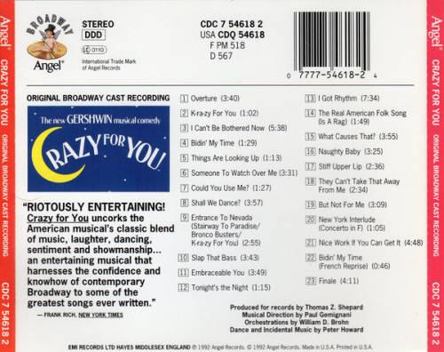 Original Broadway Cast - Crazy For You: New Gershwin Musical Comedy CD Import