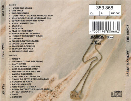 Barry Manilow - Songs: 1975 - 1990 Double CD Import