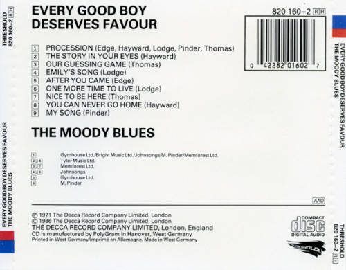 Moody Blues - Every Good Boy Deserves Favour  CD Import