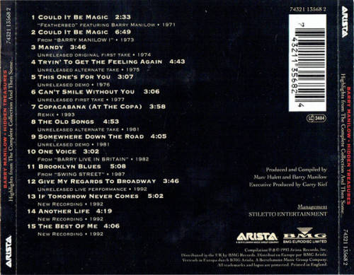 Barry Manilow - Hidden Treasures CD Import