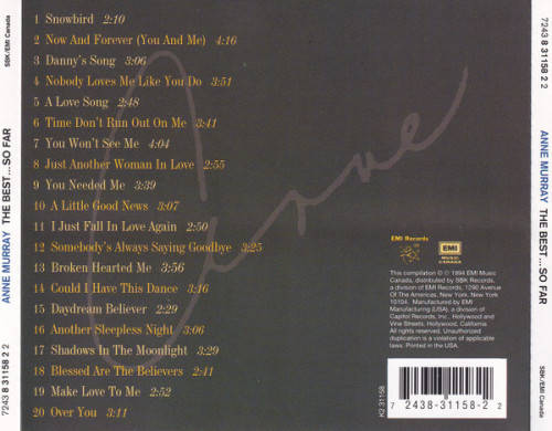 Anne Murray - Best... So Far CD Import