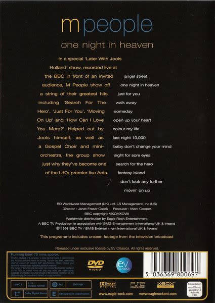 M People  One Night In Heaven DVD Import