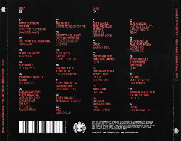 David Guetta - F*** Me I`m Famous! International Double CD Import