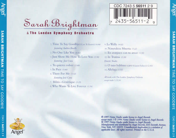 Sarah Brightman - Time To Say Goodbye CD Import