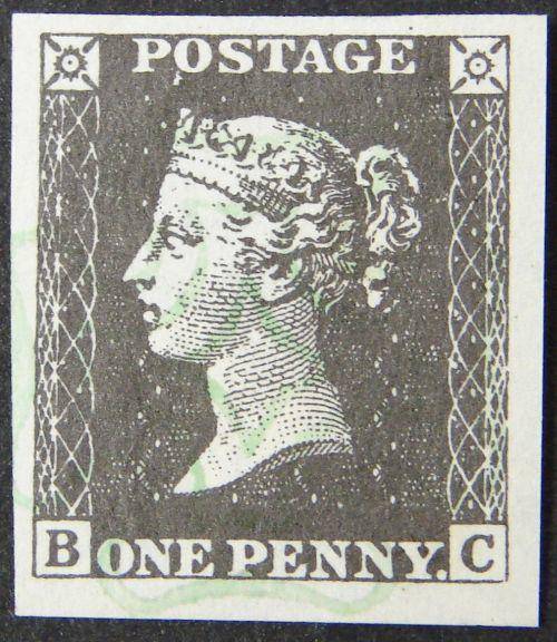 CINDERELLA - Queen Victoria 1d Black - 4 margin - R170,000 if genuine