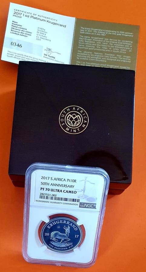 2017 Platinum Krugerrand NGC Graded PF70 Ultra Cameo (Perfect)