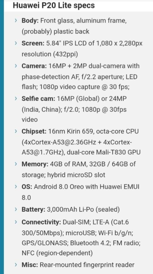 Huawei P20 Lite (Black - 64GB)