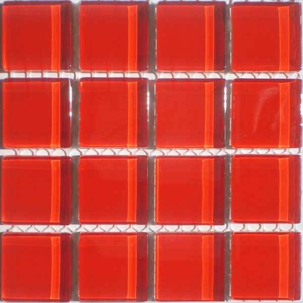 Crystal Glass Mosaic Tiles 23mm x 23mm - CHERRY RED