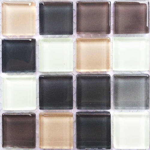 ON SALE!!! Crystal Glass Mosaic Tiles 23mm x 23mm - GREY-TAN-CREAM MIX