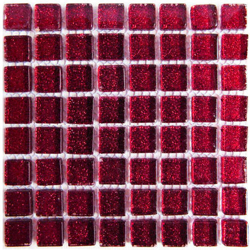 Crystal Glass Mosaic Tiles Mini Glitter 10 x 10 - CERISE