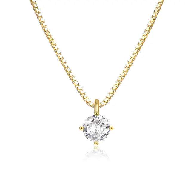 ``R3499` REAL 18K Gold Plated 925 Sterling Silver Necklace With 5A Graded Zirconia