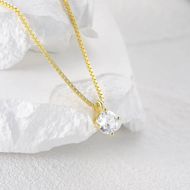 ``R3499` REAL 18K Gold Plated 925 Sterling Silver Necklace With 5A Graded Zirconia