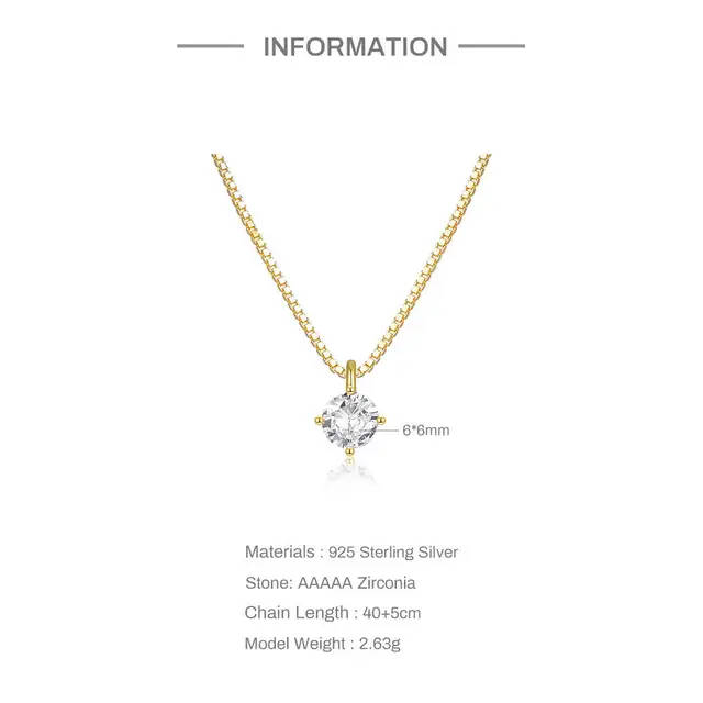 ``R3499` REAL 18K Gold Plated 925 Sterling Silver Necklace With 5A Graded Zirconia