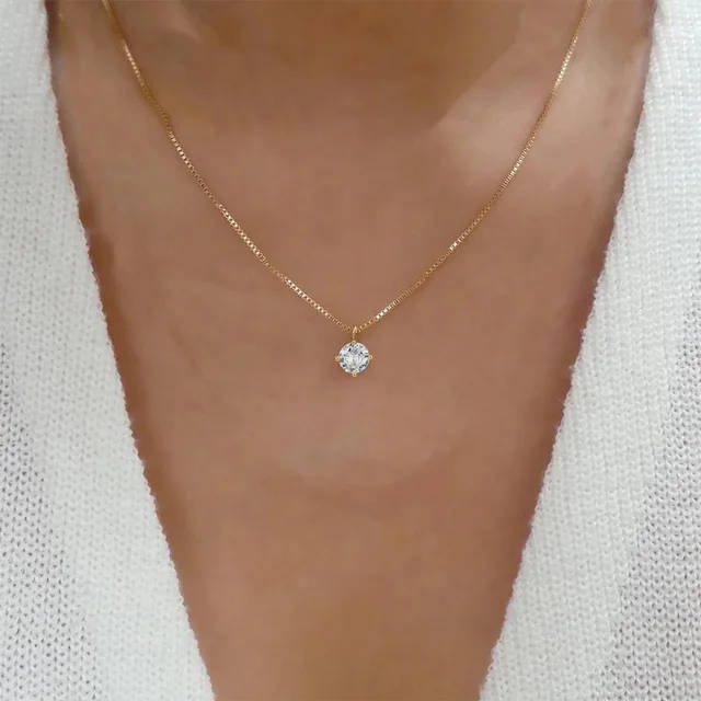 ``R3499` REAL 18K Gold Plated 925 Sterling Silver Necklace With 5A Graded Zirconia