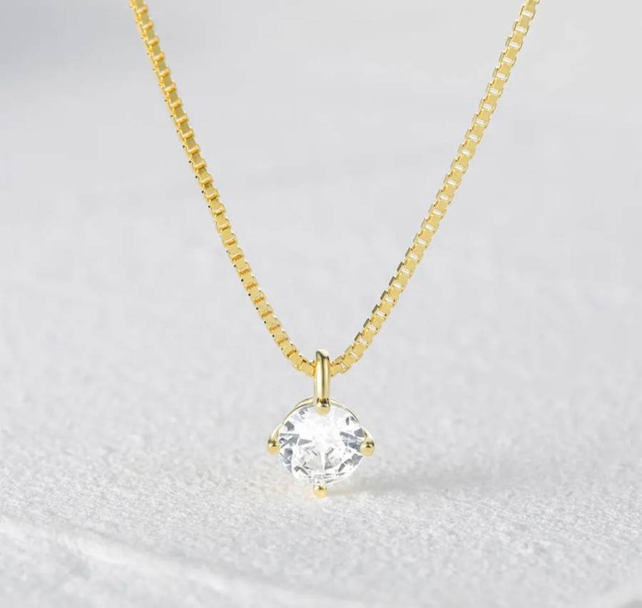 ``R3499` REAL 18K Gold Plated 925 Sterling Silver Necklace With 5A Graded Zirconia
