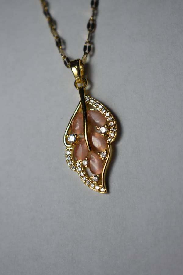 18K Gold Plated Orange Feather Necklace