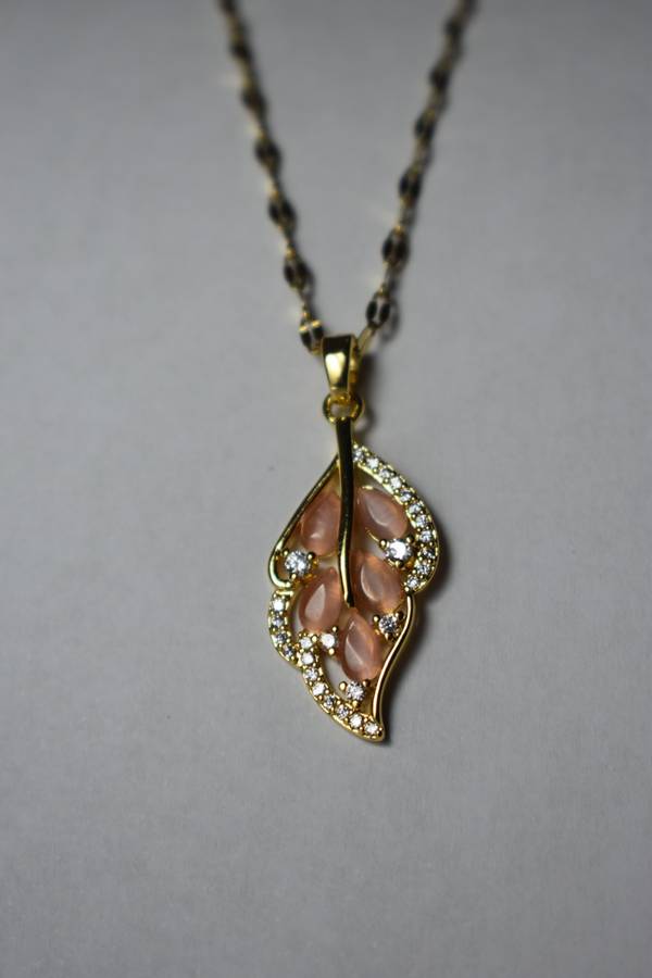 18K Gold Plated Orange Feather Necklace