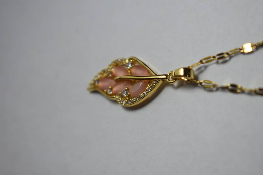 18K Gold Plated Orange Feather Necklace