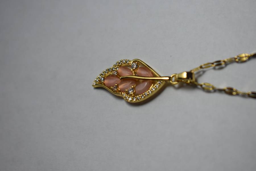 18K Gold Plated Orange Feather Necklace