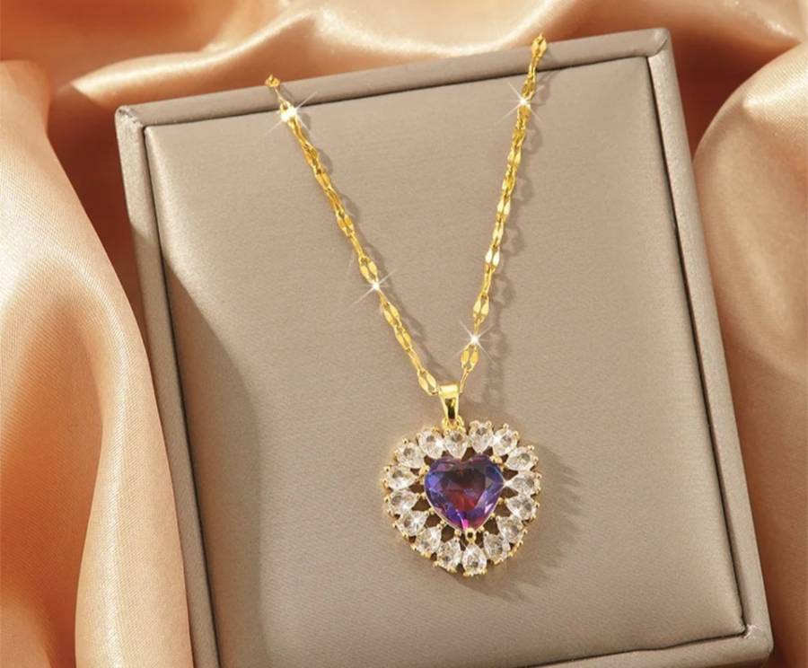 `R999` Necklace Special. 18K Gold Plated Purple Heart Necklace