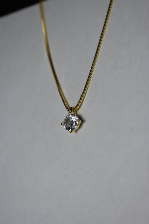 ``R3499` REAL 18K Gold Plated 925 Sterling Silver Necklace With 5A Graded Zirconia