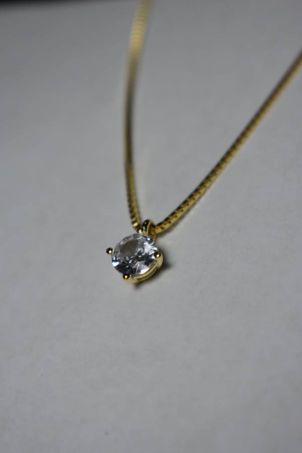 ``R3499` REAL 18K Gold Plated 925 Sterling Silver Necklace With 5A Graded Zirconia