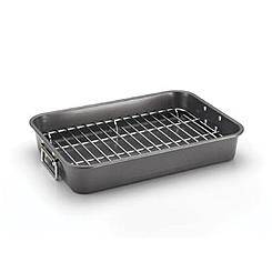 Non-Stick Roasting Tray & Grill with handles 36cm x 26cm x 6cm