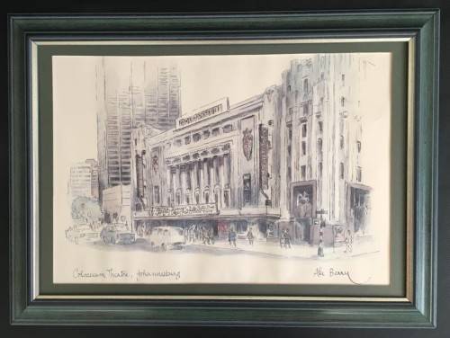 ABE BERRY - SA LISTED ARTIST - ORIGINAL WATERCOLOUR PAINTING OF COLLOSEUM THEATRE JOHANNESBURG