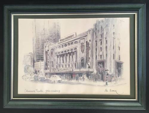 ABE BERRY - SA LISTED ARTIST - ORIGINAL WATERCOLOUR PAINTING OF COLLOSEUM THEATRE JOHANNESBURG