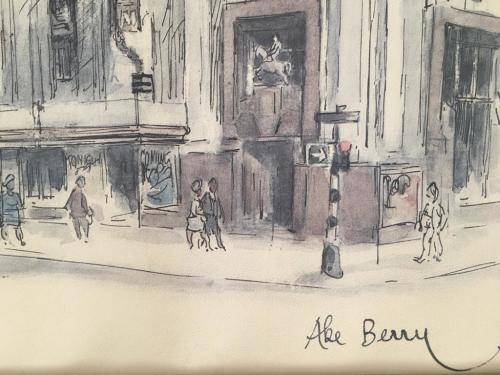 ABE BERRY - SA LISTED ARTIST - ORIGINAL WATERCOLOUR PAINTING OF COLLOSEUM THEATRE JOHANNESBURG