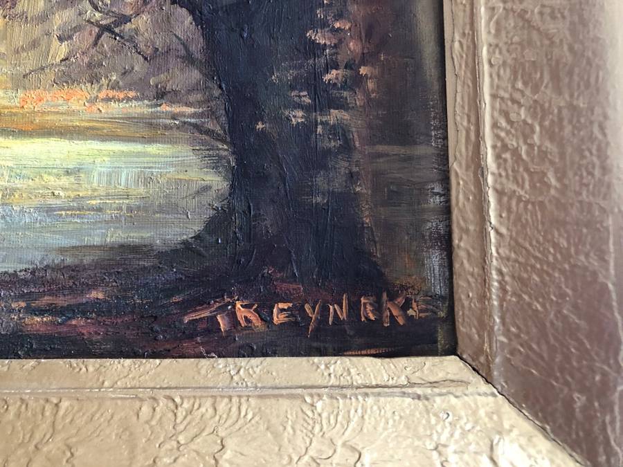 ORIGINAL T REYNEKE - AUTUMN MOUNTAIN LANDSCAPE OIL ON CANVAS PAINTING ATTACHED TO BOARD