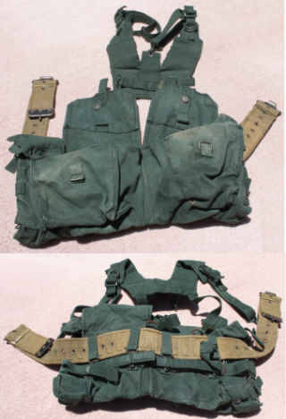 Rhodesian Army Skeleton Webbing, Padded Shoulder Harness & Web Belt