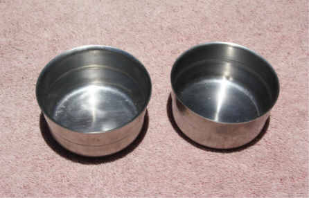 Bush War Era Pair of Stainless Steel Bakkies for the Varkpan. Scarce