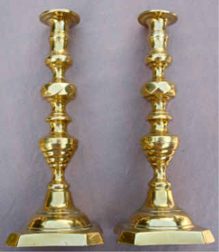 Beautiful Pair of very old Brass Candle Sticks