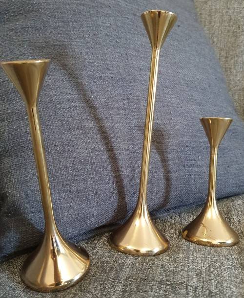 3 Brass Candlestick holders